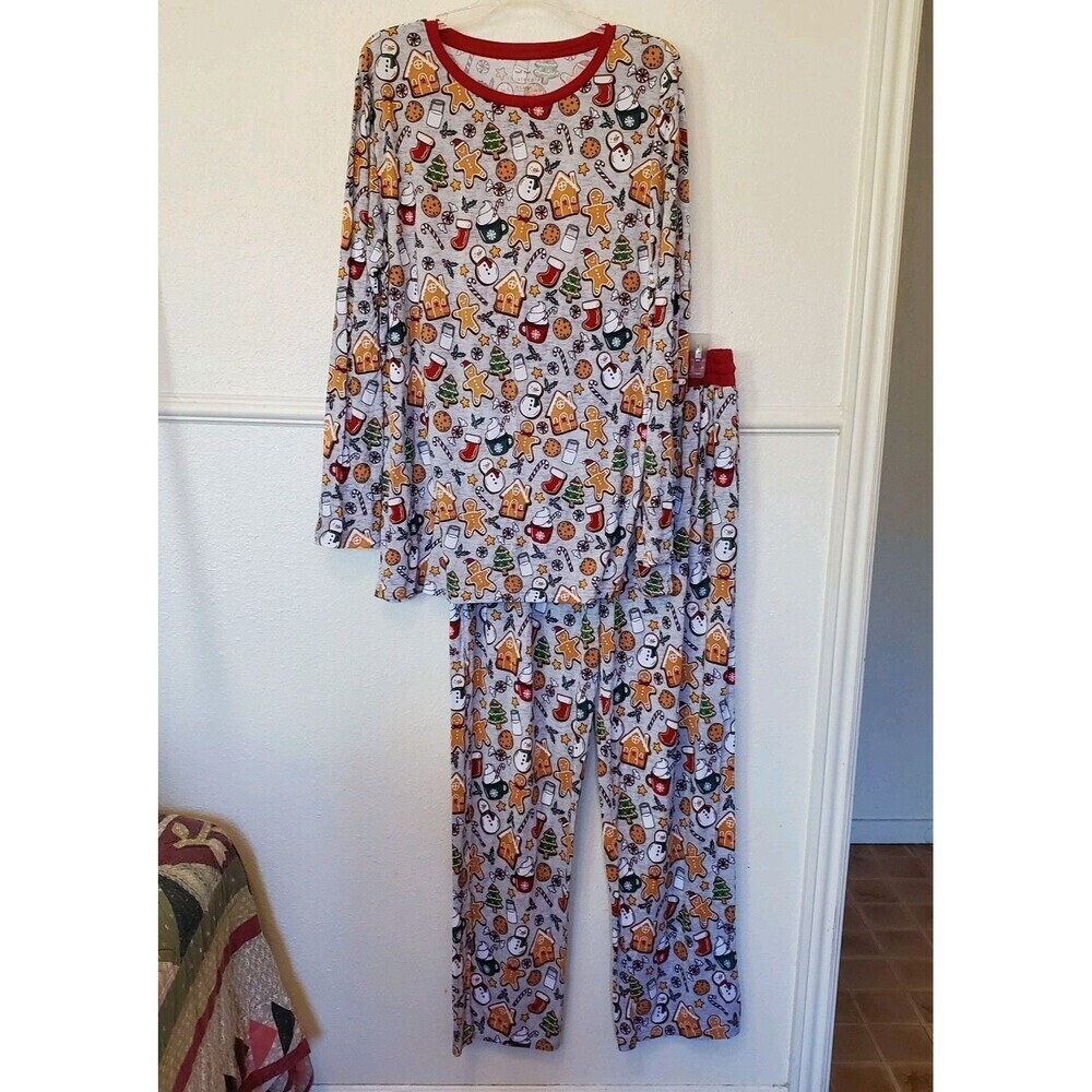 Little Sleepies Lounge Pajama‎ Set Christmas Gingerbread Long Sleeve Women's XL